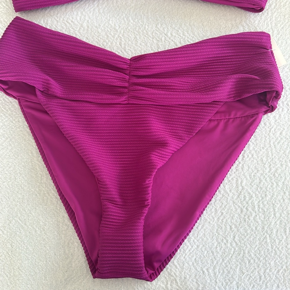 l*space Magenta Ribbed Bikini Set - Picture 7 of 12